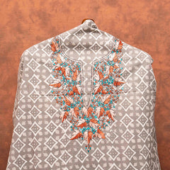 Hand Block Cotton Kurta Fabric With Kashmiri Hand Embroidery & Cotton Linen Chikankari Hand Embroidered Stole