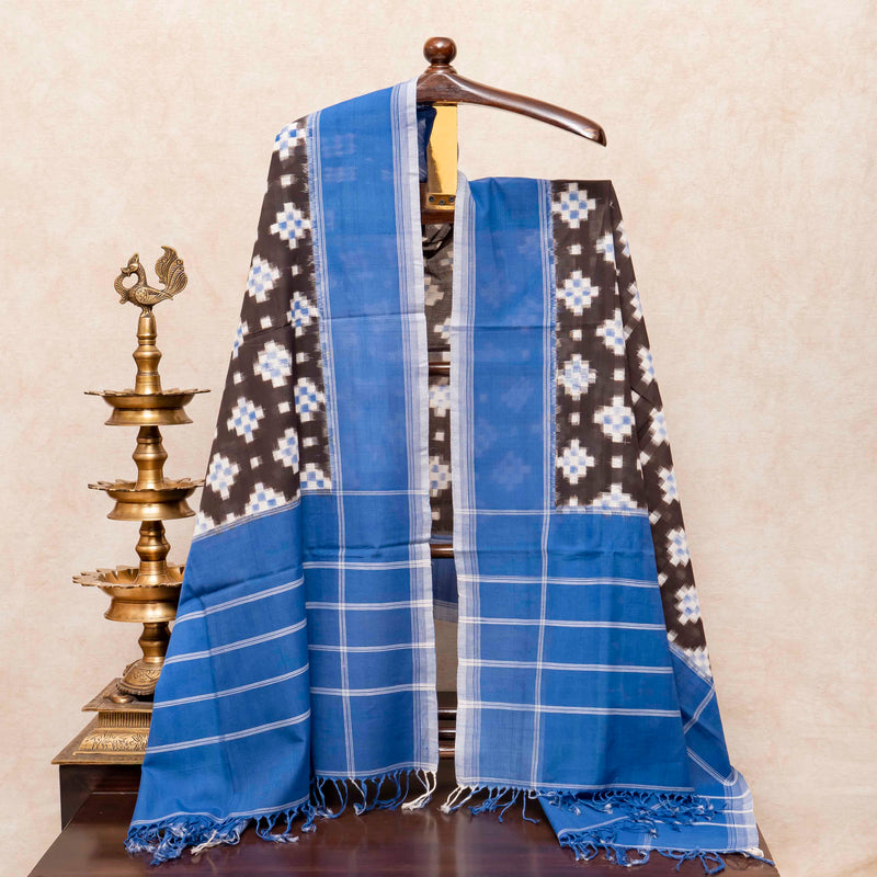 Handloom Cotton Ikkat Suit Set – Blue
