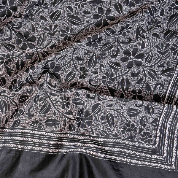 Hand Embroidery Kantha Silk Dupatta