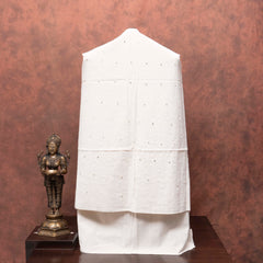 Handloom Kala Cotton Kurta Fabric With Mirror Work & Handloom Cotton Ikkat Dupatta