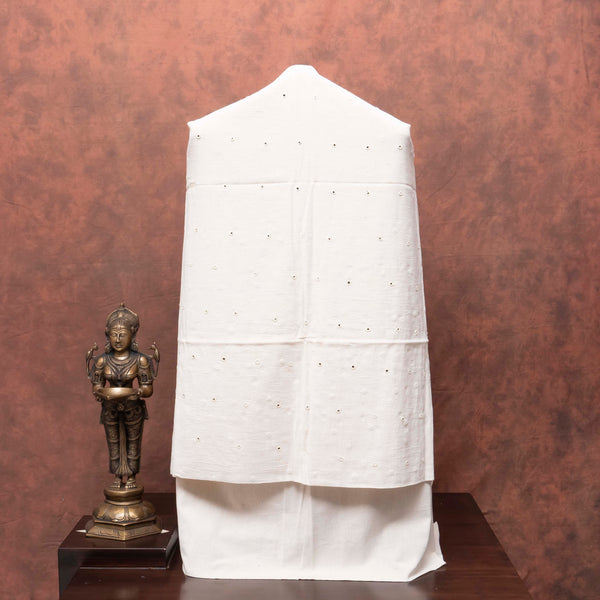Handloom Kala Cotton Kurta Fabric With Mirror Work & Handloom Cotton Ikkat Dupatta