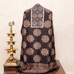 Hand Block Chanderi Ajrakh Kurta Fabric & Hand Block Chanderi Ajrakh Dupatta