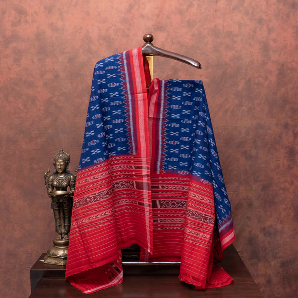 Handloom Kala Cotton Kurta Fabric With Mirror Work & Handloom Cotton Ikkat Dupatta