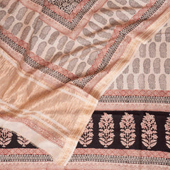 Maheshwari Silk Hand Block Bagh Print Kurta Fabric, Bottom Fabric & Maheshwari Silk Hand Block Bagh Print Dupatta