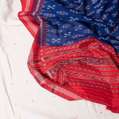 Handloom Kala Cotton Kurta Fabric With Mirror Work & Handloom Cotton Ikkat Dupatta