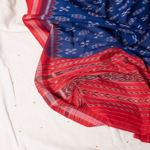 Handloom Kala Cotton Kurta Fabric With Mirror Work & Handloom Cotton Ikkat Dupatta