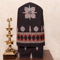 Hand Block Ajrakh Cotton Kurta Fabric, Bottom Fabric & Hand Block Ajrakh Mul Cotton Dupatta