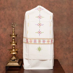 Handloom Kala Cotton Suit Set with Mirror Work – Kurta, Bottom & Dupatta