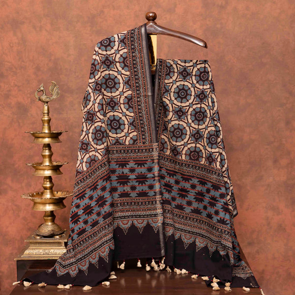 Hand Block Ajrakh Cotton Dupatta