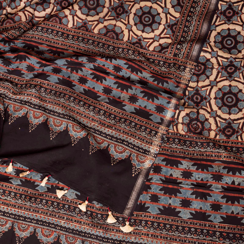 Hand Block Ajrakh Cotton Dupatta