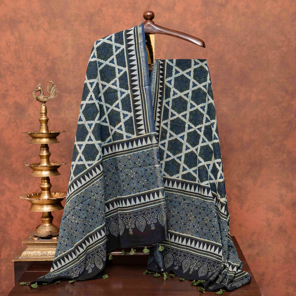 Hand Block Ajrakh Cotton Dupatta