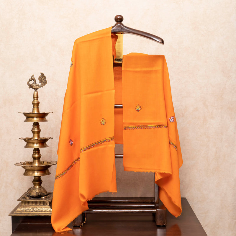 Woollen Kashmiri Hand Embroidered Kurta Fabric, Woollen Plain Bottom & Wollen Hand Embroidered Stole