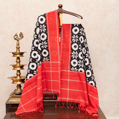 Handloom Cotton Telia Rumal Ikkat Kurta Fabric & Handloom Cotton Telia Rumal Dupatta