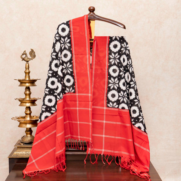 Handloom Cotton Telia Rumal Ikkat Kurta Fabric & Handloom Cotton Telia Rumal Dupatta