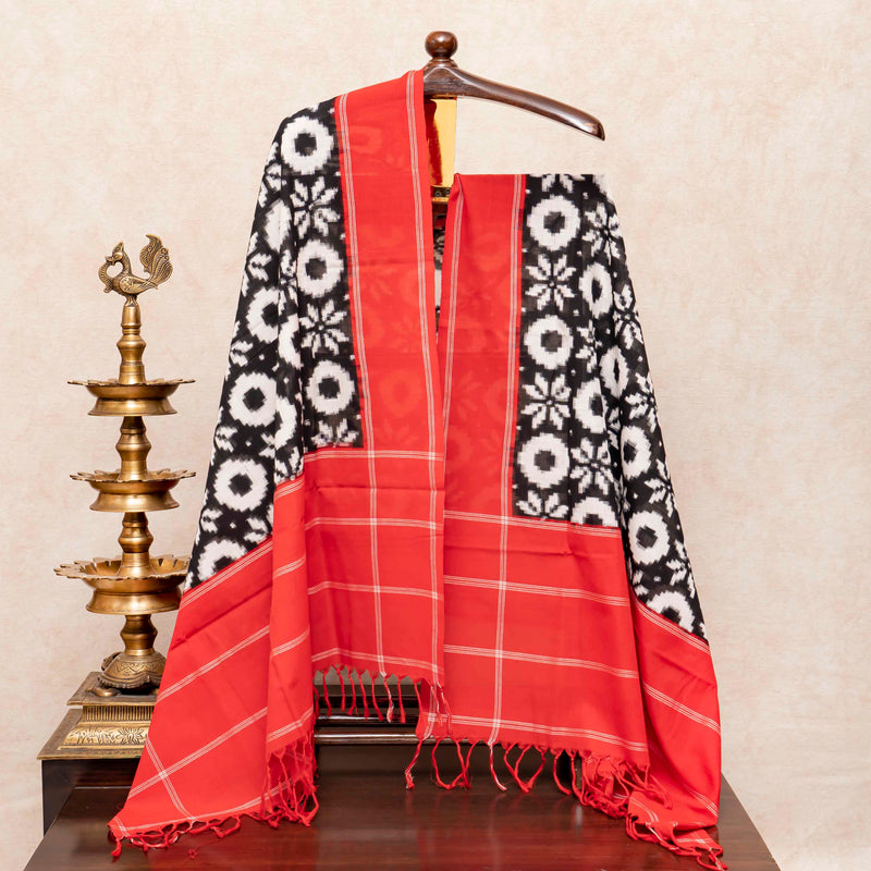 Handloom Cotton Telia Rumal Ikkat Kurta Fabric & Handloom Cotton Telia Rumal Dupatta