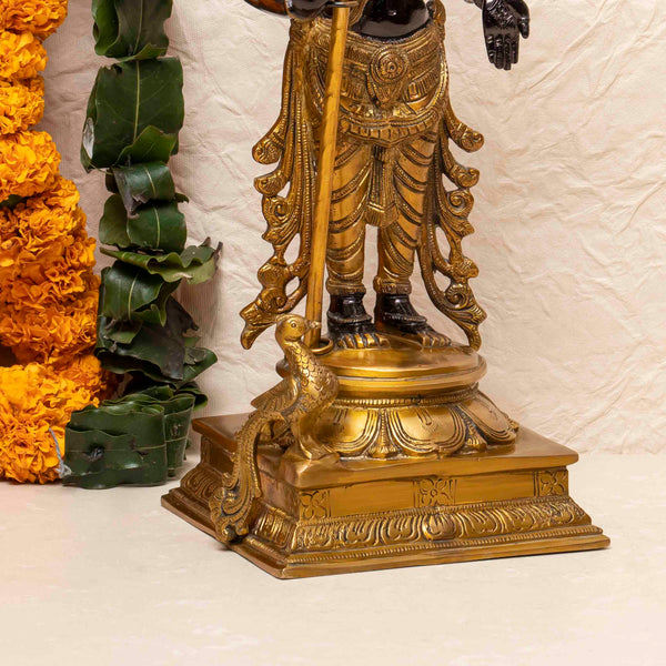 Brass Kartikeya Idol With Peacock