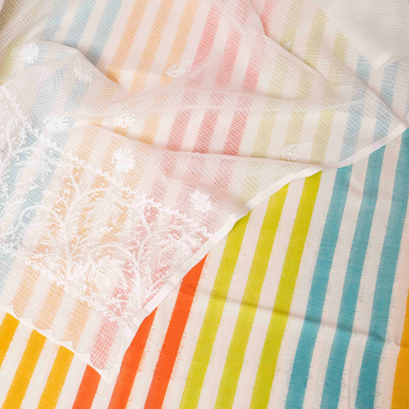 Handloom Cotton Ikkat Suit with Chikankari Kota Doria Dupatta