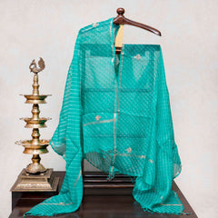 Hand Tie - Dye Kota Silk Kurta Fabric With Zari Hand Embroidery & Zari Hand Embroidery Dupatta