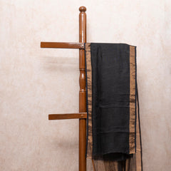 Handloom Handwoven Linen Tissue Saree With Jamdani Zari Motif, With Blouse Piece (Bronze)