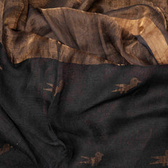 Handloom Handwoven Linen Tissue Saree With Jamdani Zari Motif, With Blouse Piece (Bronze)