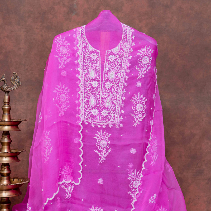 Pure Organza Silk Chikankari Kurta & Dupatta