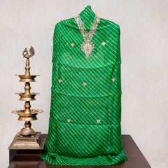 Hand Tie - Dye Kota Silk Kurta Fabric With Zari Hand Embroidery & Zari Hand Embroidery Dupatta