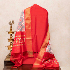 Handloom Cotton Silk Ikkat Kurta, Bottom Fabric & Handloom Mulberry Silk Dupatta