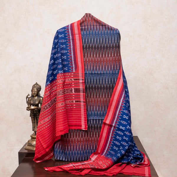 Handloom Cotton Ikkat Kurta Fabric With Sambalpuri Ikkat Dupatta