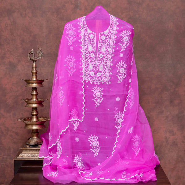 Pure Organza Silk Chikankari Kurta & Dupatta
