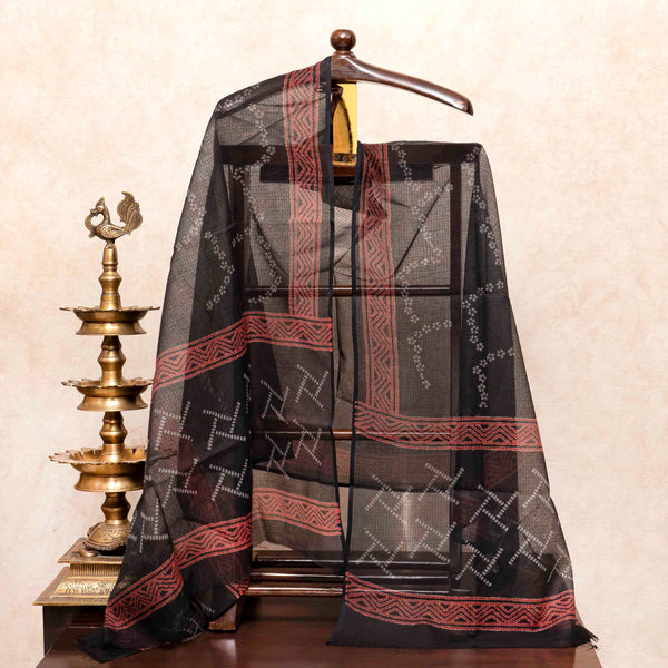 Cotton Hand Block Kurta Fabric, Cotton Hand Block Bottom Fabric & Mangalgiri Cotton Hand Block Dupatta