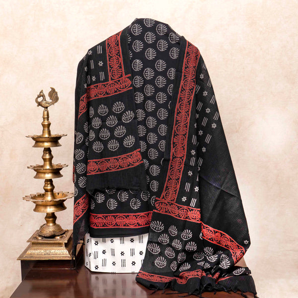 Cotton Hand Block Kurta Fabric, Cotton Hand Block Bottom Fabric & Mangalgiri Cotton Hand Block Dupatta