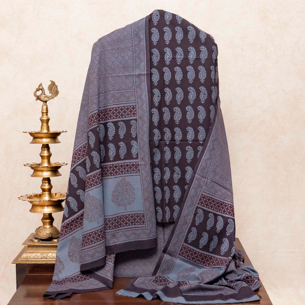 Hand Block Cotton Bagh Print Kurta Fabric, Bottom Fabric & Hand Block Cotton Bagh Print Dupatta