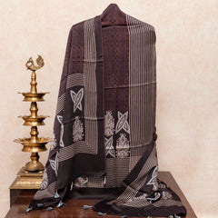 Ajrakh Hand Block Modal Silk Kurta Fabric & Ajrakh Hand Block Model Silk Dupatta