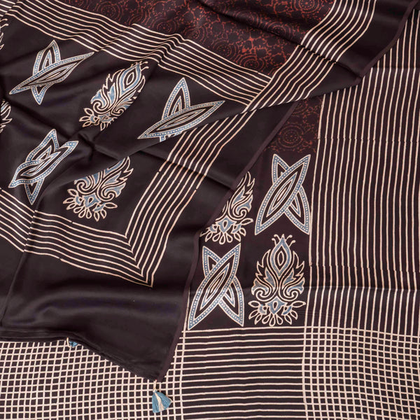 Ajrakh Hand Block Modal Silk Kurta Fabric & Ajrakh Hand Block Model Silk Dupatta