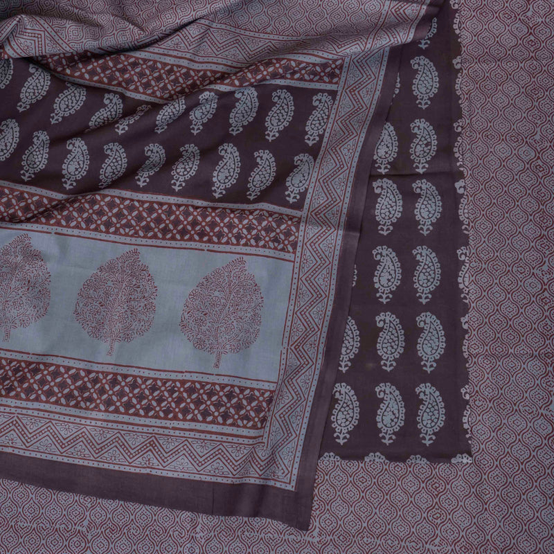 Hand Block Cotton Bagh Print Kurta Fabric, Bottom Fabric & Hand Block Cotton Bagh Print Dupatta