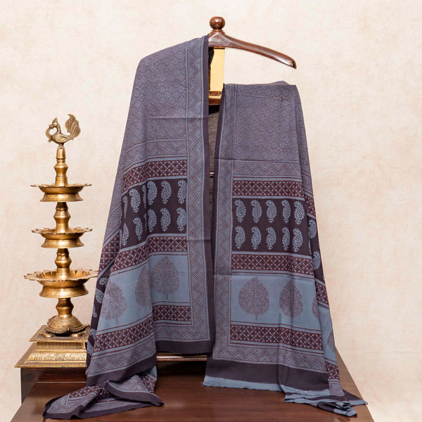 Hand Block Cotton Bagh Print Kurta Fabric, Bottom Fabric & Hand Block Cotton Bagh Print Dupatta