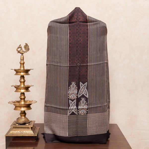 Ajrakh Hand Block Modal Silk Kurta Fabric & Ajrakh Hand Block Model Silk Dupatta