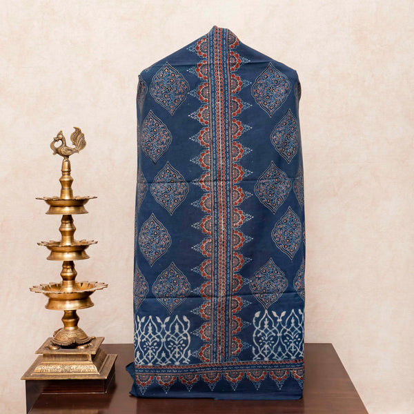 Mul Cotton Hand Block Ajrakh Kurta Fabric & Mul Cotton Ajrakh Dupatta