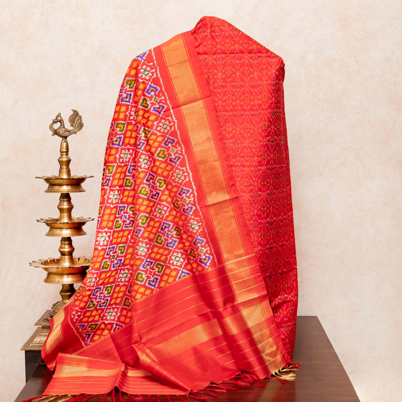 Handloom Raw Silk Ikkat Kurta Fabric & Handloom Mulberry Silk Dupatta