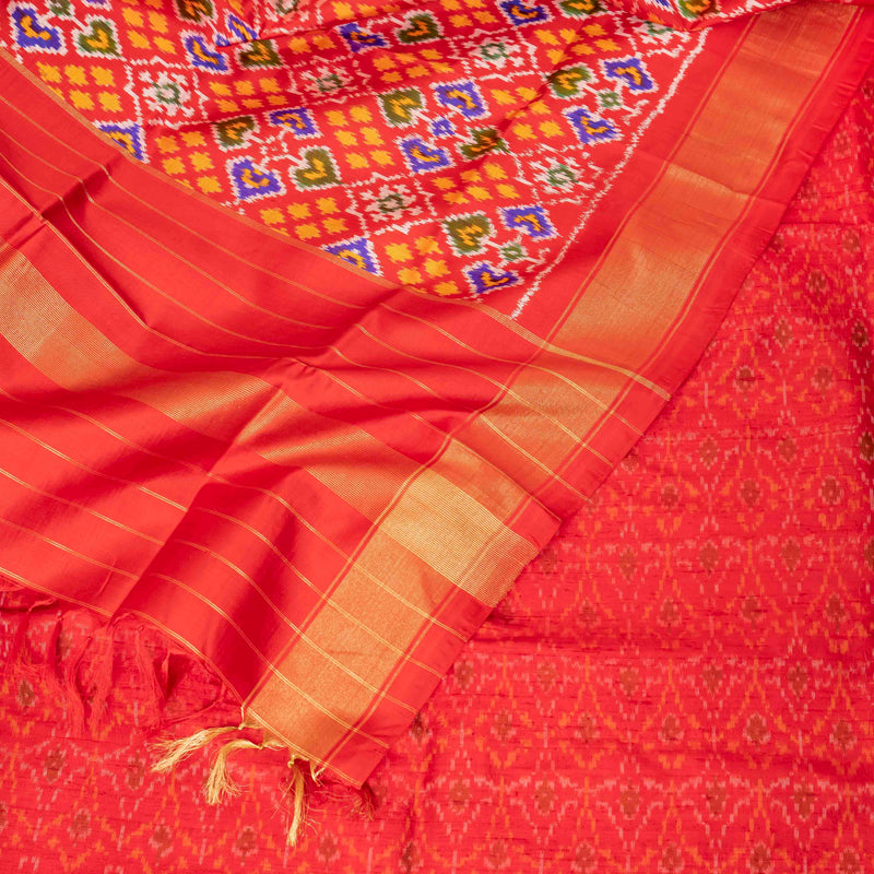 Handloom Raw Silk Ikkat Kurta Fabric & Handloom Mulberry Silk Dupatta