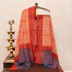 Handloom Cotton Ikkat Kurta, Bottom Fabric In Natural Dye & Handloom Natural Dye Cotton Ikkat Dupatta