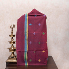 Handloom Kala Cotton Maroon Kurta Fabric With Kala Cotton Dupatta