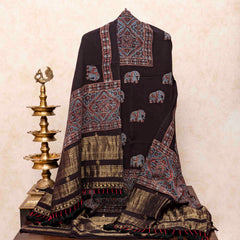 Handloom Kala Cotton Ajrakh Hand Block Kurta & Dupatta Fabric