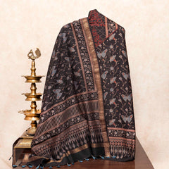Hand Block Chanderi Ajrakh Kurta Fabric & Hand Block Chanderi Ajrakh Dupatta