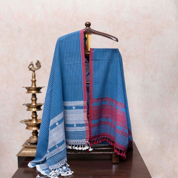 Handloom Kala Cotton Maroon Kurta Fabric With Kala Cotton Dupatta