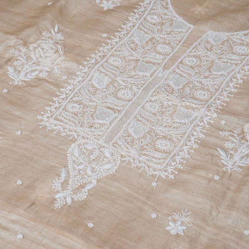 Tussar Khadi Silk Chikankari Kurta & Dupatta