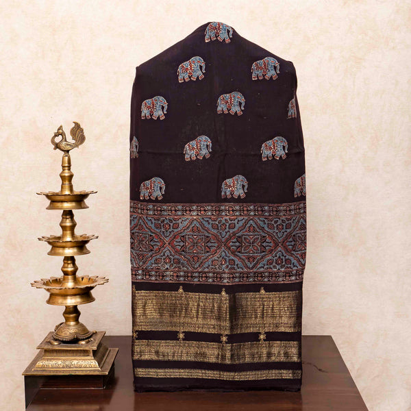 Handloom Kala Cotton Ajrakh Hand Block Kurta & Dupatta Fabric