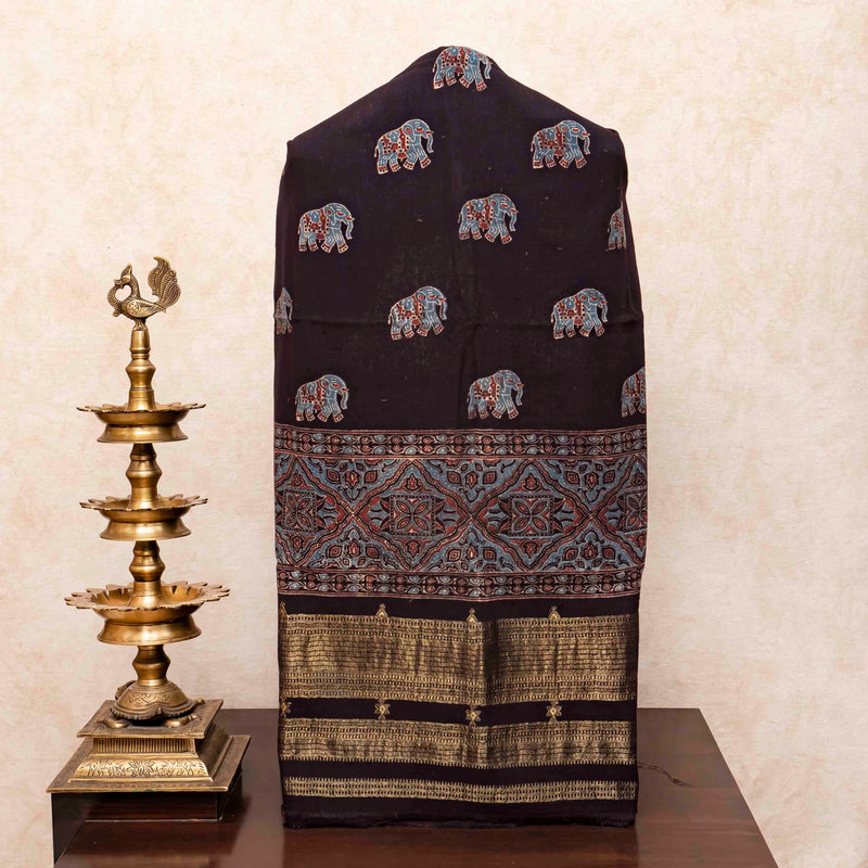 Handloom Kala Cotton Ajrakh Hand Block Kurta & Dupatta Fabric