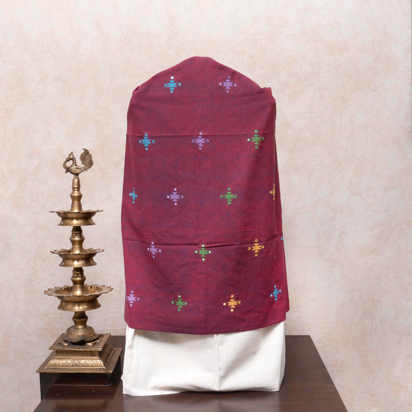 Handloom Kala Cotton Maroon Kurta Fabric With Kala Cotton Dupatta