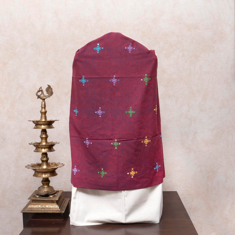 Handloom Kala Cotton Maroon Kurta Fabric With Kala Cotton Dupatta